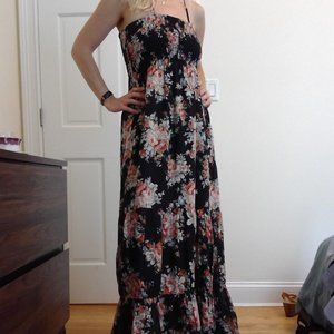 Floral, Maxi, Strapless Dress